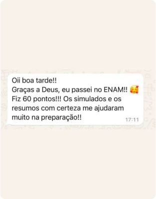 Depoimento: passei no ENAM com 60 pontos, os simulados e resumos ajudaram muito